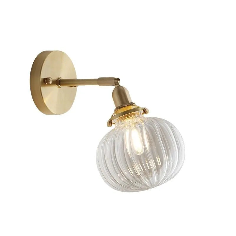 Pumpkin-shaped glass wall lamp for living room or bedroom accent lighting