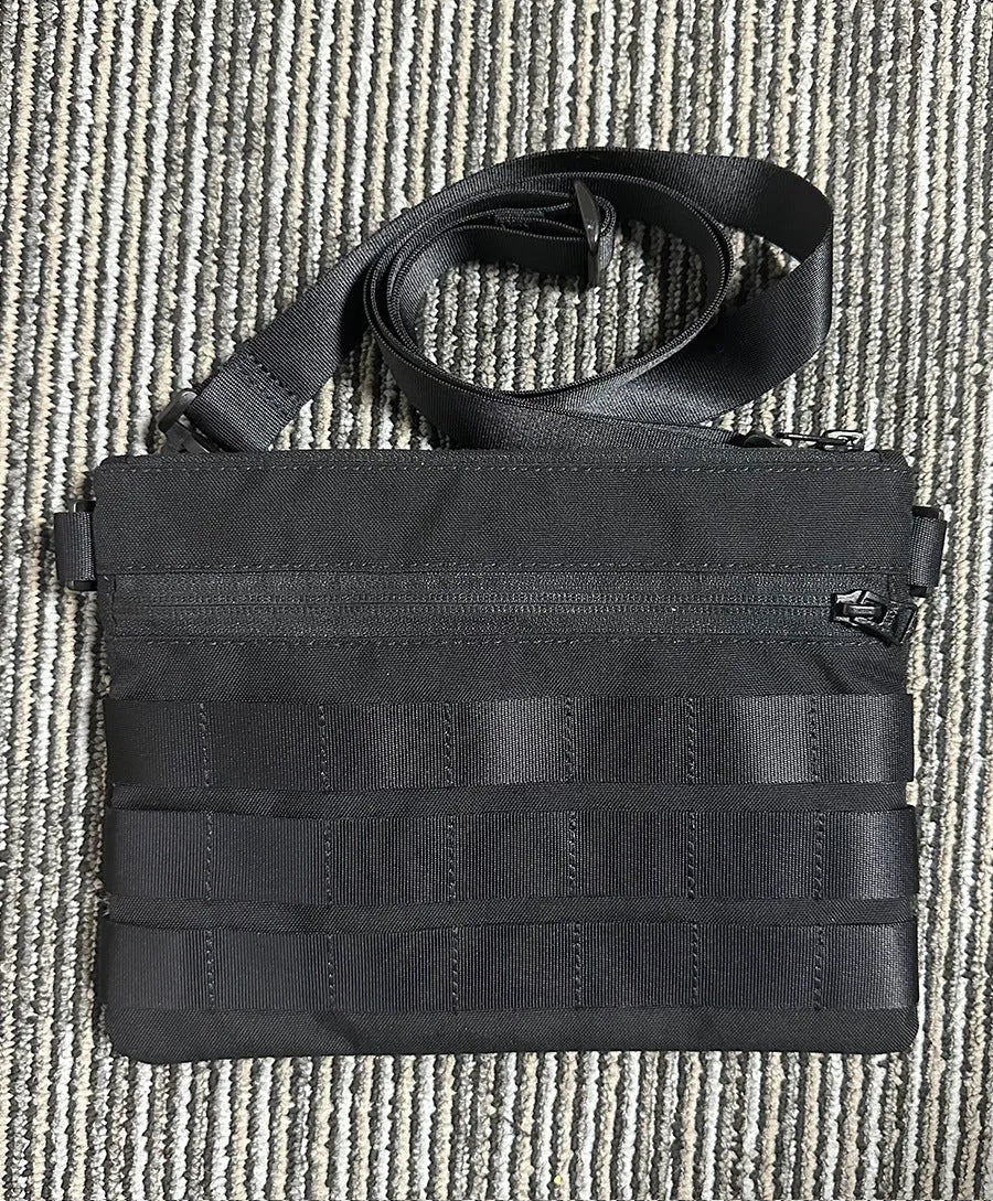 Black oxford cloth tactical pouch measuring 18cm by 3.5cm for outdoor gear.
