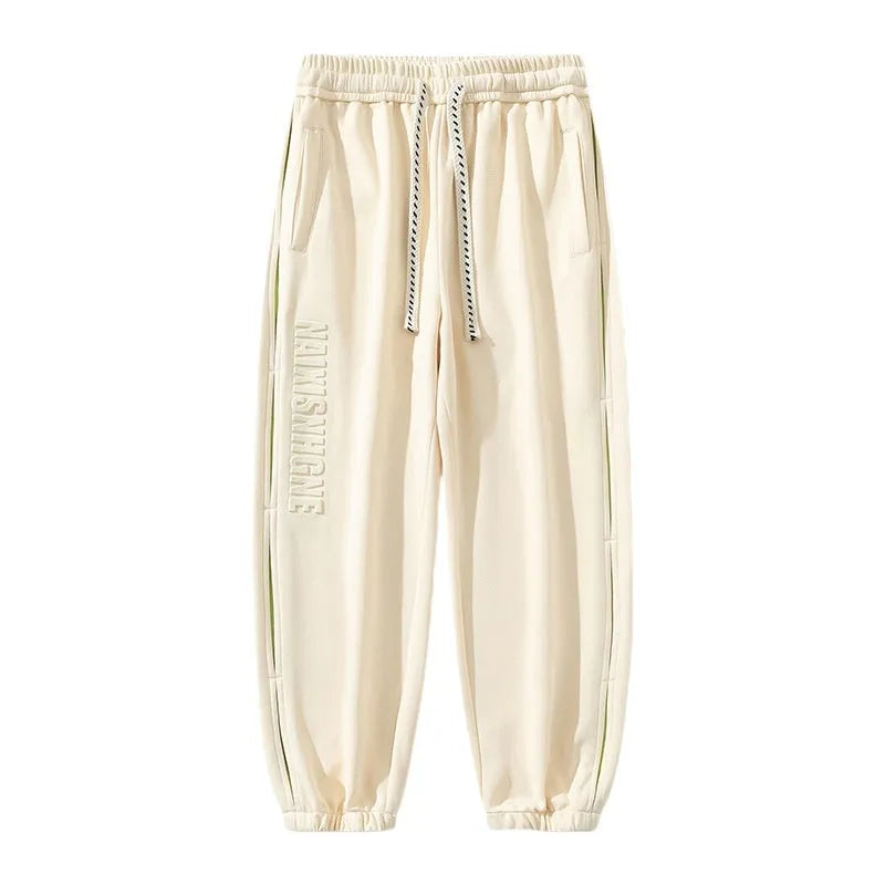Men's cotton trousers with stitching printing design and banded ankle styling in multiple colour options