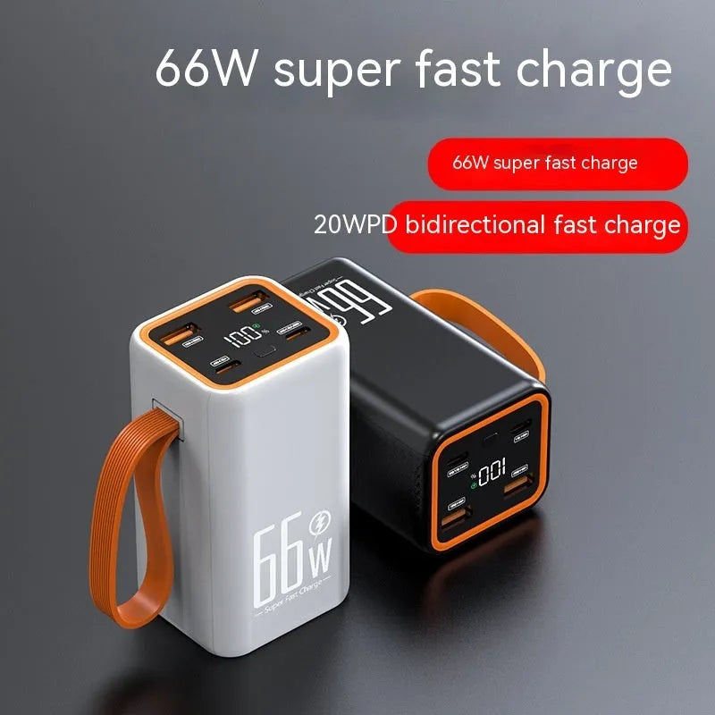 PD66W fast charge 20000 mAh power bank in black or white plastic shell