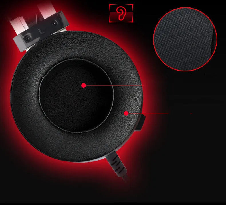 Black wired computer gaming headset with 3.5mm audio jack and cable