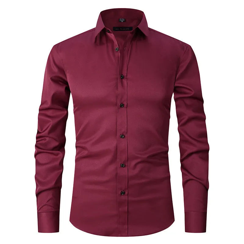 Men's stretch long sleeve work shirt in polyester fabric shown in multiple colour options