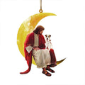 Acrylic flat mini moon Christmas pendant in cartoon style with rope for car decoration