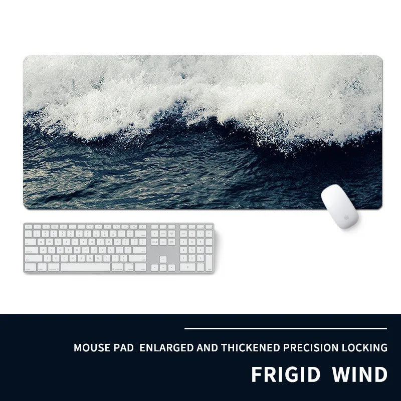 Oversized gaming mouse pad with thermal transfer printed cold style design on natural rubber base