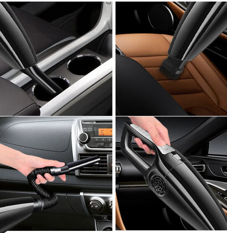 Black and orange 12V car vacuum cleaner with cigarette lighter plug