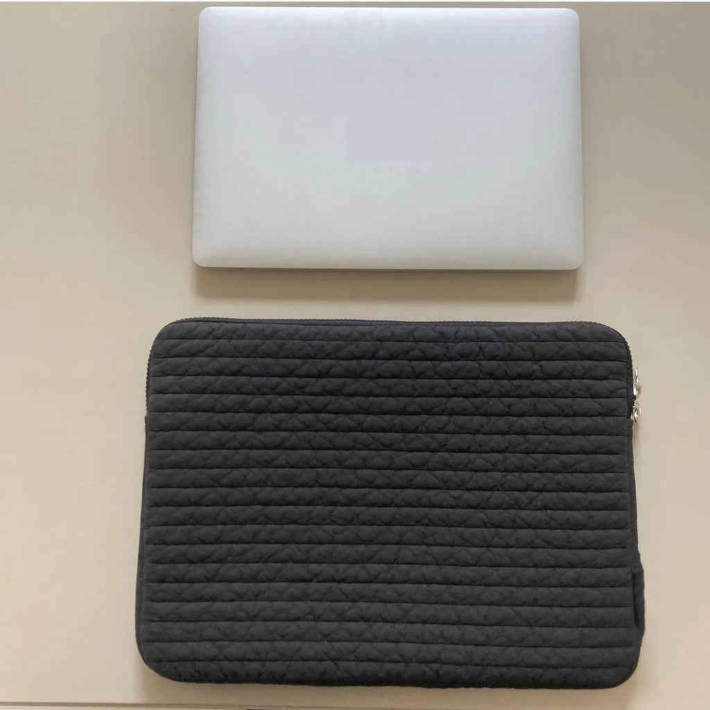 Black and white anti-seismic cotton laptop bag with coin pocket in three size options