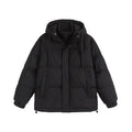 Loose two-piece winter cotton-padded coat in cardigan style with side pockets