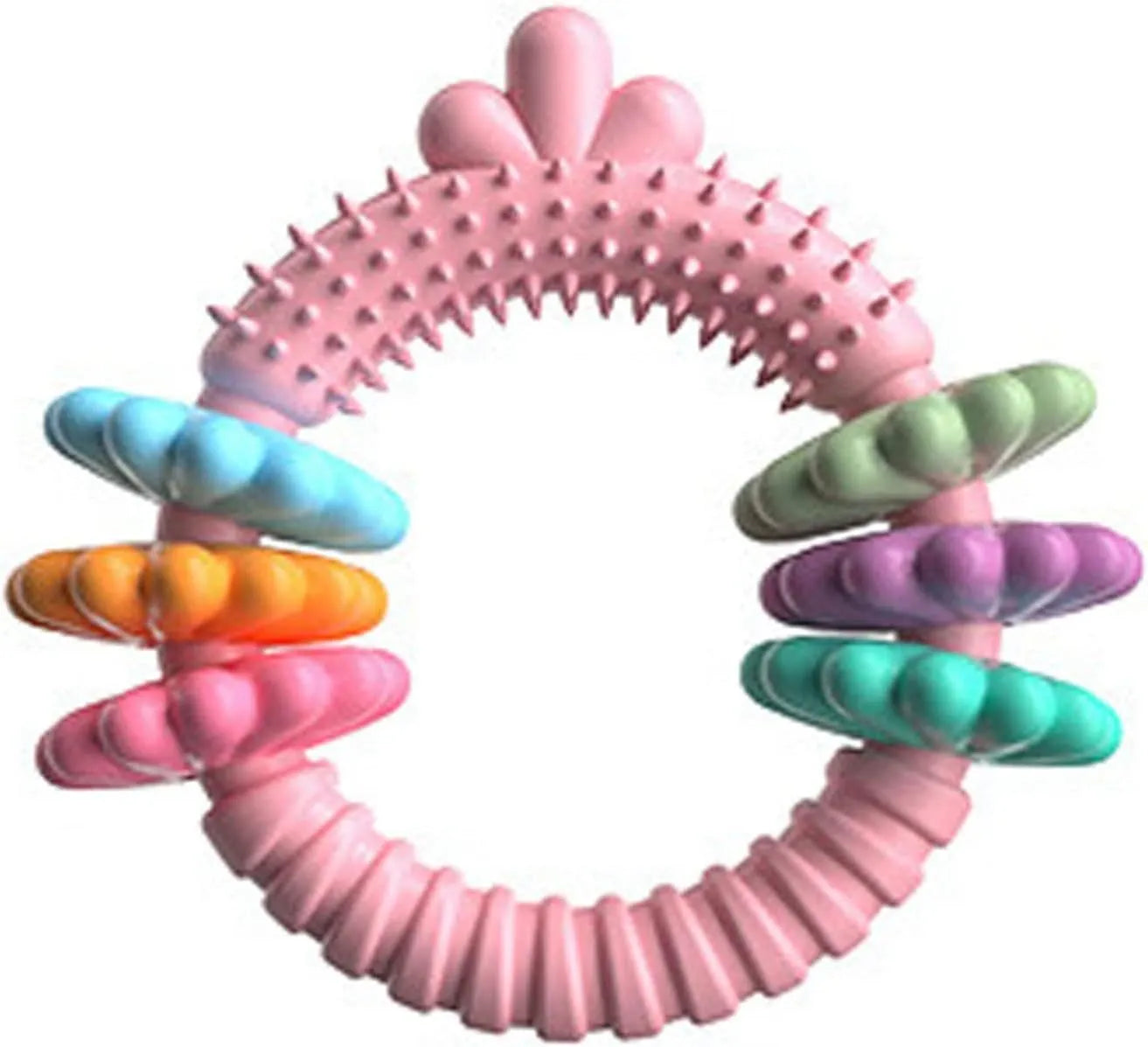 TPR rubber dog chew toy in blue colour, shaped as a molar stick chew ring for small dogs