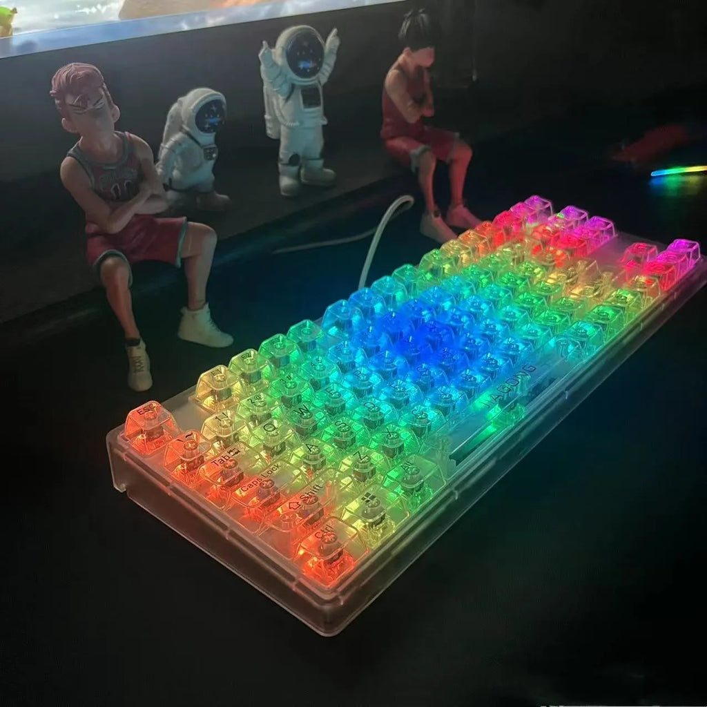 132 transparent plastic key caps for mechanical keyboard replacement arranged in set