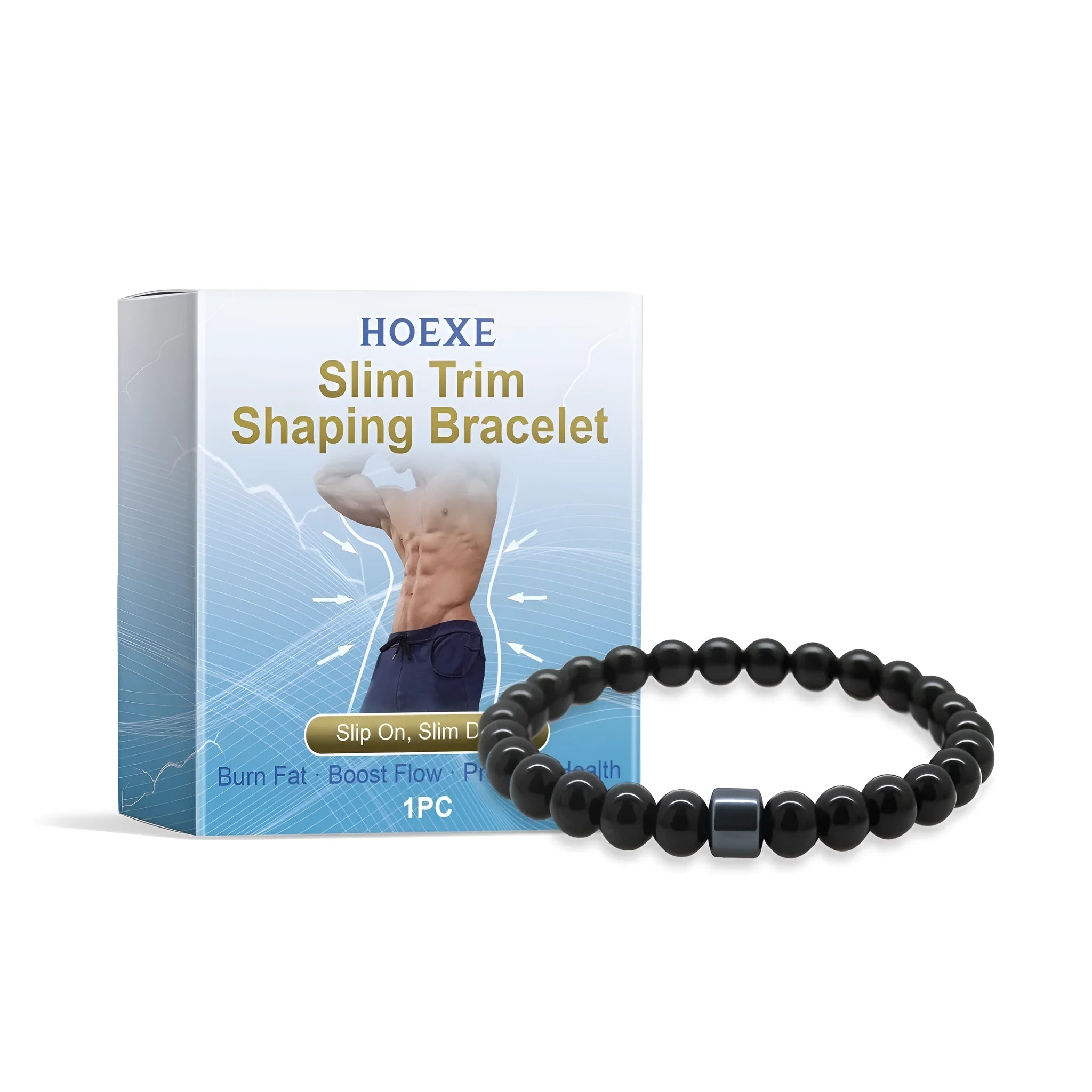 Men's adjustable wristband made from glass and black gallstone materials