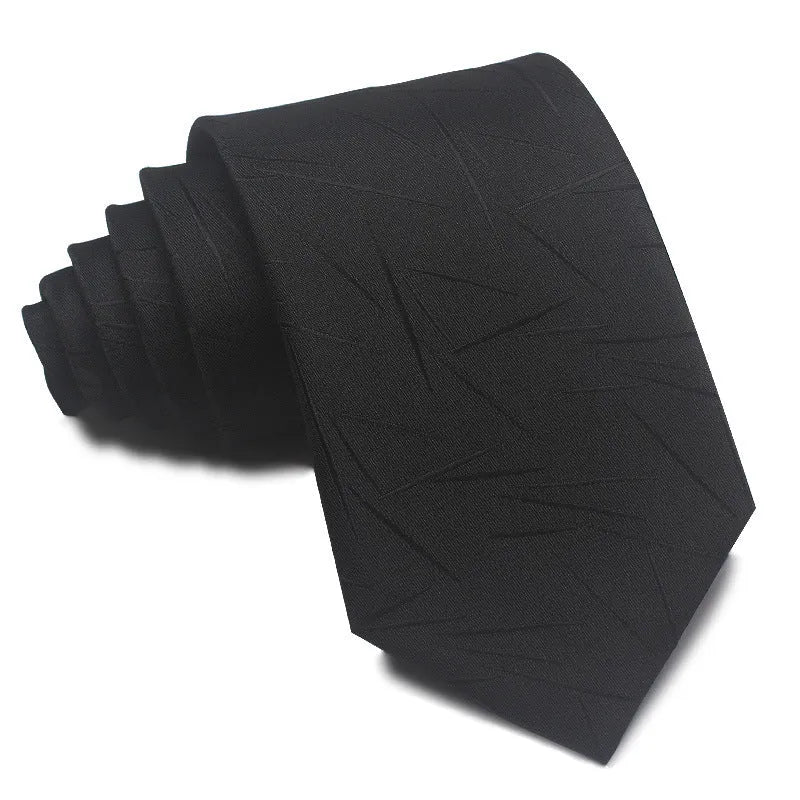 8CM wide polyester jacquard striped business tie in arrow style showing red, black, and blue colour options