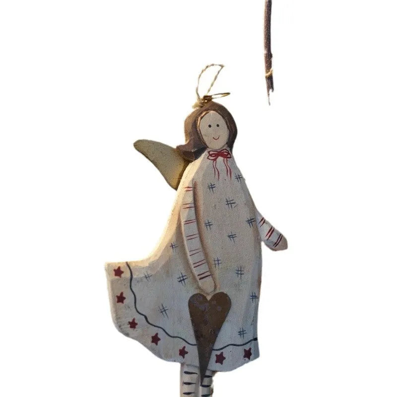 Wooden hand-painted door plate pendant with carving decoration in American country style