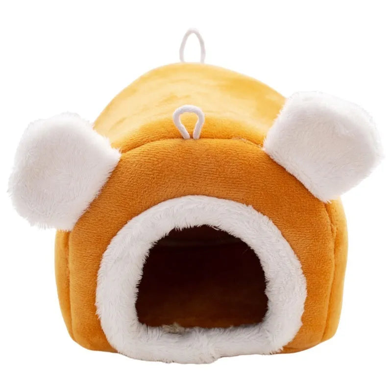 Thick small pet bed warm cloth bird nest for hamster winter bedding Gray Orange
