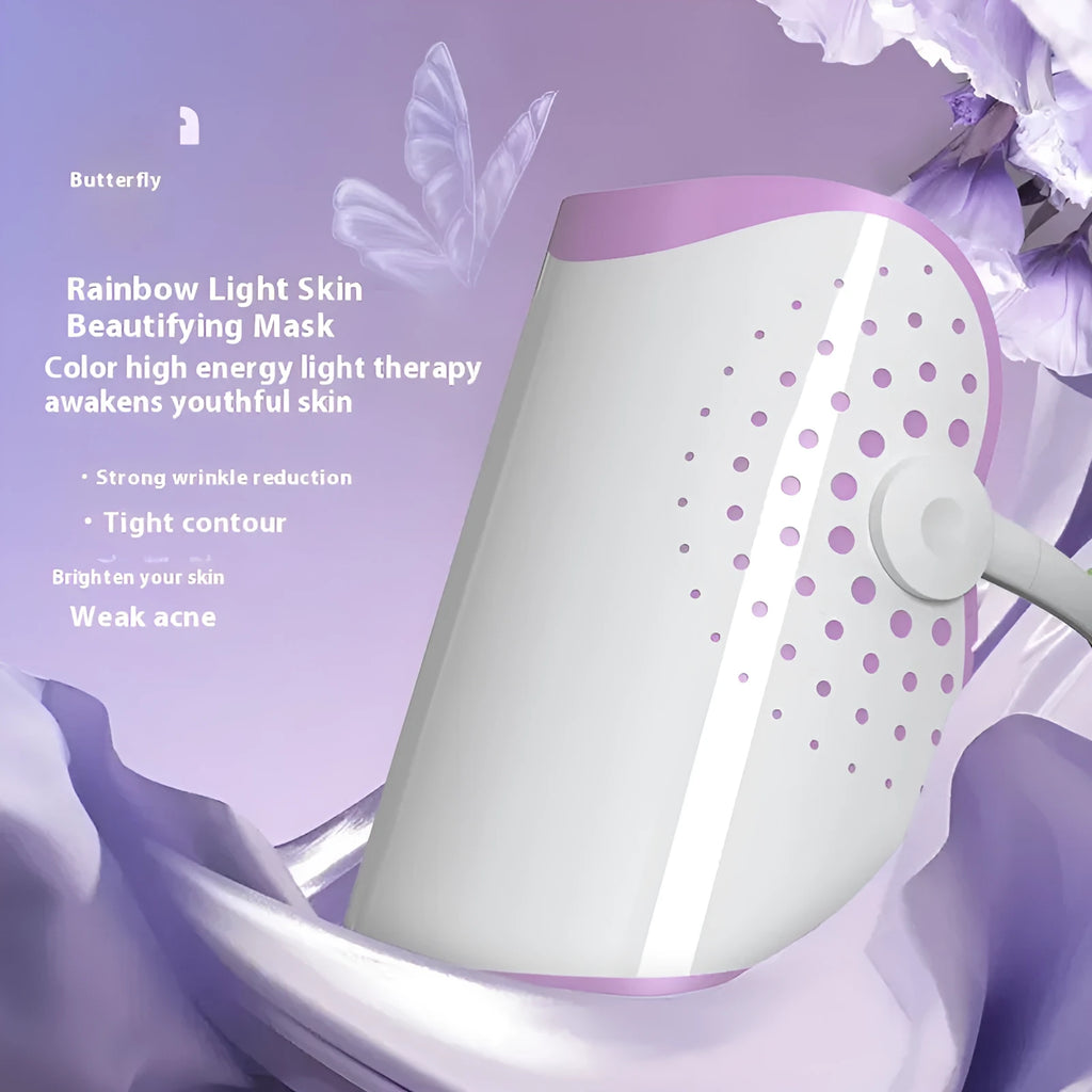 White and purple photon IPL beauty mask device with spectrometer display