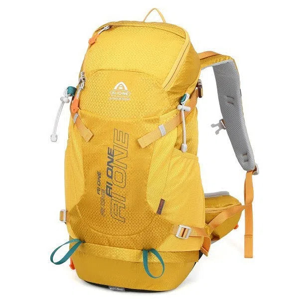 32L nylon hiking backpack in orange, solid colour, breathable waterproof outdoor sports bag