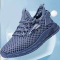 Men's beige mesh sneakers with synthetic leather upper and white EVA sole