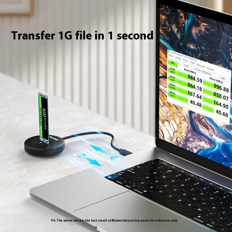 Black and Gray external solid state drives with Type-C connector for 10Gbps data transfer.
