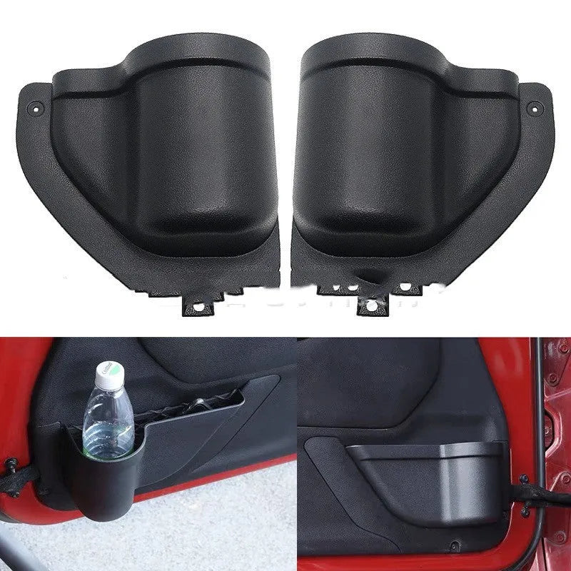 Black ABS plastic car door storage box for Jeep Wrangler JK and JL models interior organisation