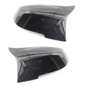 Pair of modified horn rear-view mirror shells for BMW 3 Series 4 Series in paint bright black finish
