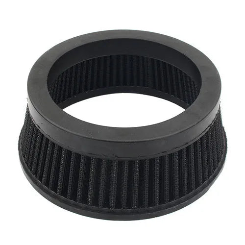 Aluminium air filter retrofit kit in red and blue electroplated finishes with suction accessories.