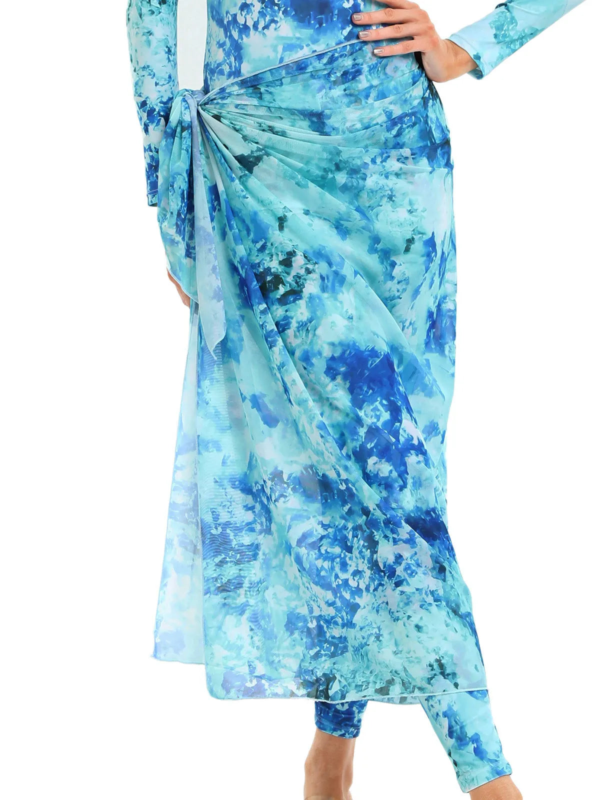 Conservative Muslim swimsuit three-piece set with apron in polyester fabric for swimming