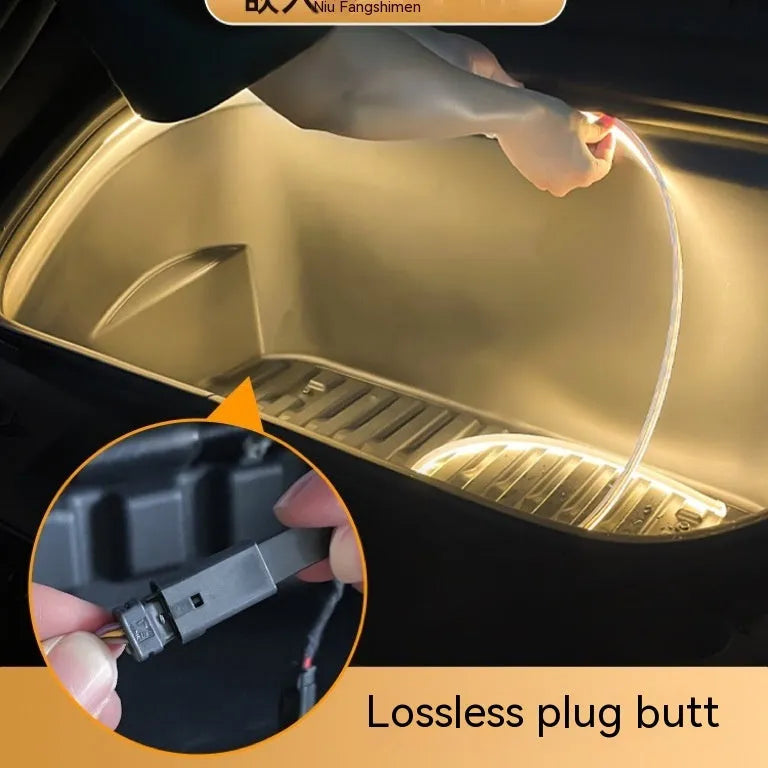 Tesla Model 3 and Model Y front backup box ambient lighting modification kit with soft silicone light bar