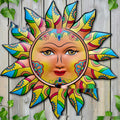 Iron sun face metal wall hanging decorative craft in a choice of colours.