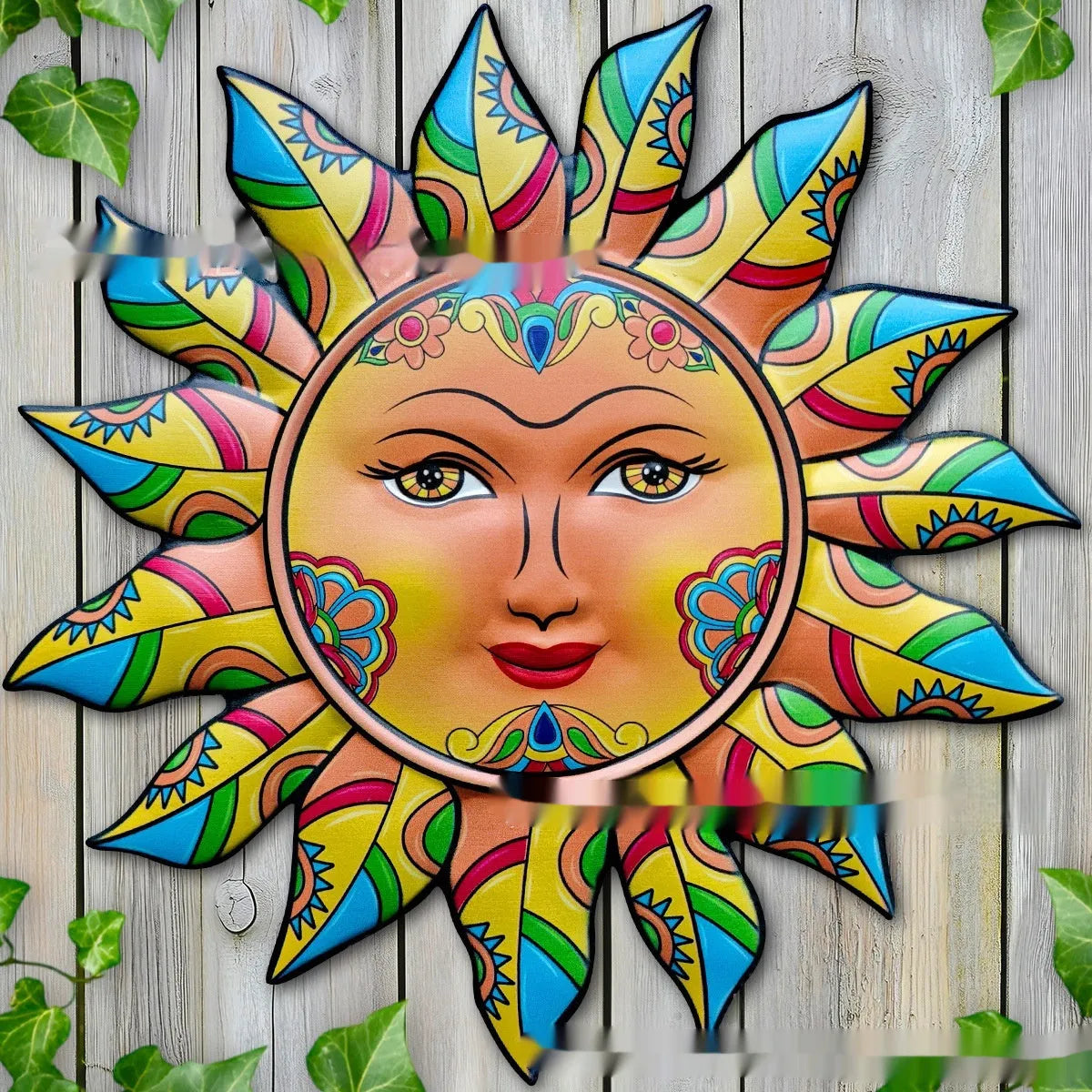 Iron sun face metal wall hanging decorative craft in a choice of colours.