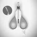 Grey and pink angled blade cat nail clippers with safety guard and non-slip handles for small pets.