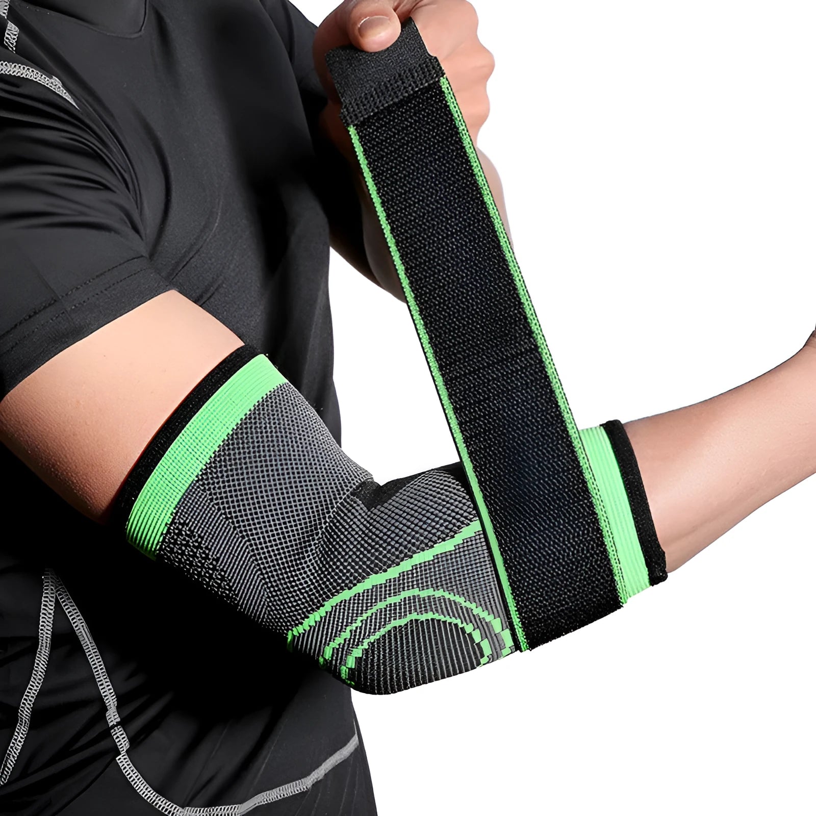 Knitted basketball elbow guard in black, size L, showing protective padding for adult sports activities
