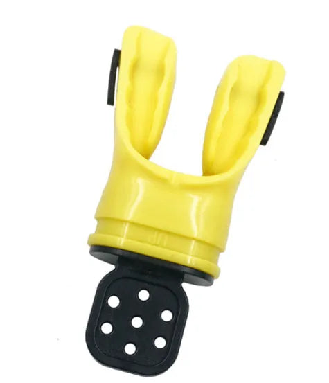 Plastic free edible silicone diving mouthpiece in multiple colours showing 110mm length.
