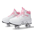 Women's minimalist retractable roller skates with PU wheels in DF06 black colour showing retracted mode
