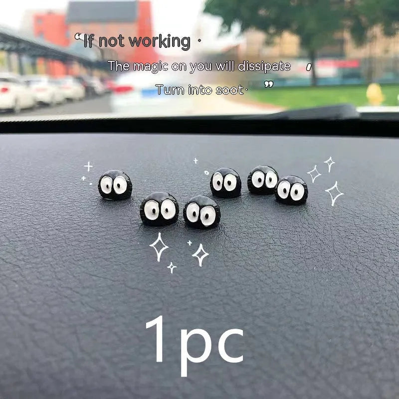 Black resin briquette car decorations with cartoon styling for dashboard customisation
