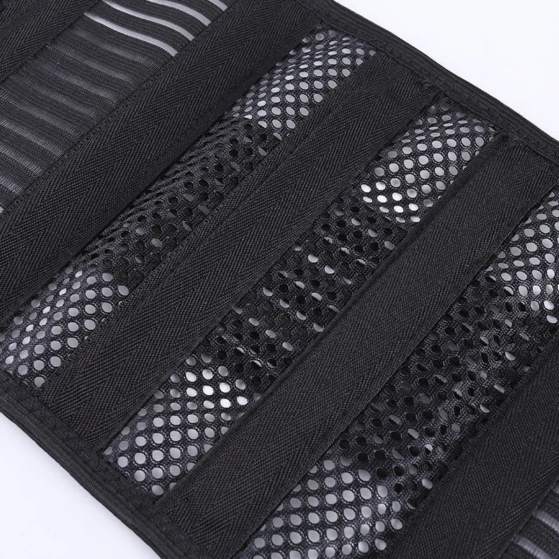 Black steel plate waist support belt for adult sports and fitness activities
