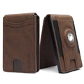 Men's slim RFID-blocking card holder wallet in black microfiber synthetic leather.