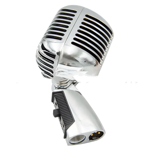 Classical retro dynamic microphone in gold, silver, or rose gold finish with all-metal construction