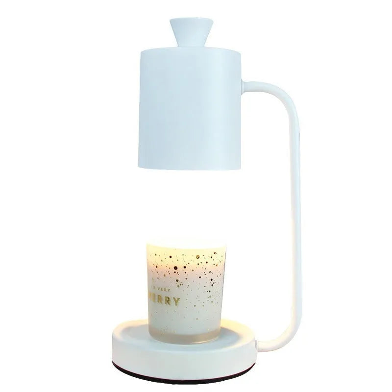 White European romantic style aromatherapy wax melt lamp with dimmer switch on a table.