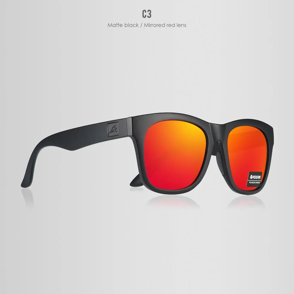 A pair of thickened polarised sunglasses with TAC lenses and a PC frame, shown in one of the available C-series colours.