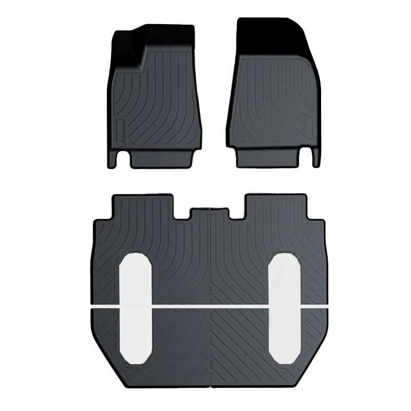 Rubber car floor mat for Tesla vehicles with TPE footrest section