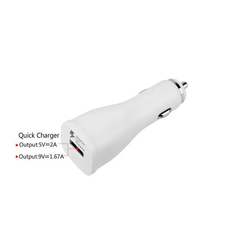 QC30 single-port USB car fast charger for smartphones and tablets with QC2.0 certification