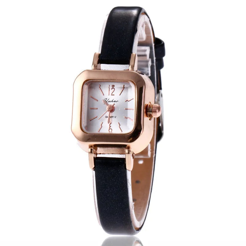Women's fashion watch with retro art design in alloy case, available in black, white, pink, and brown colours