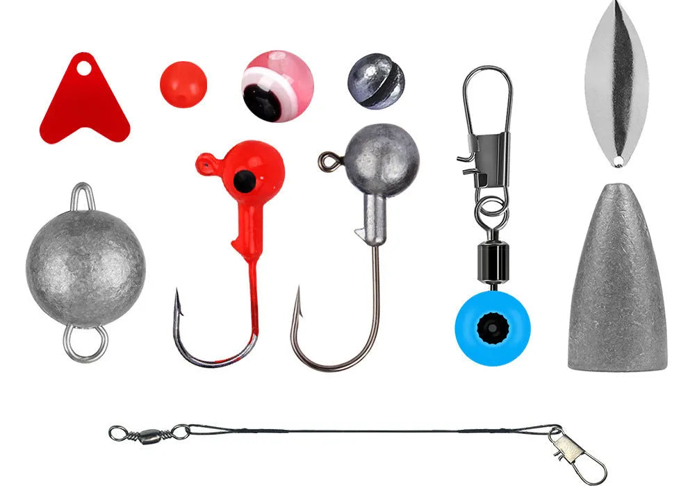 Weihe orange ABS fishing tackle box open to show assorted lures and hooks