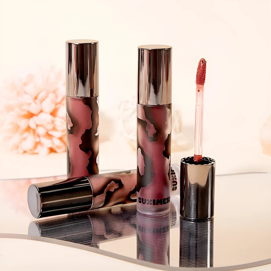 Lava Secret Matte Lip Mud Lipstick in non-transfer formula showing five shade options