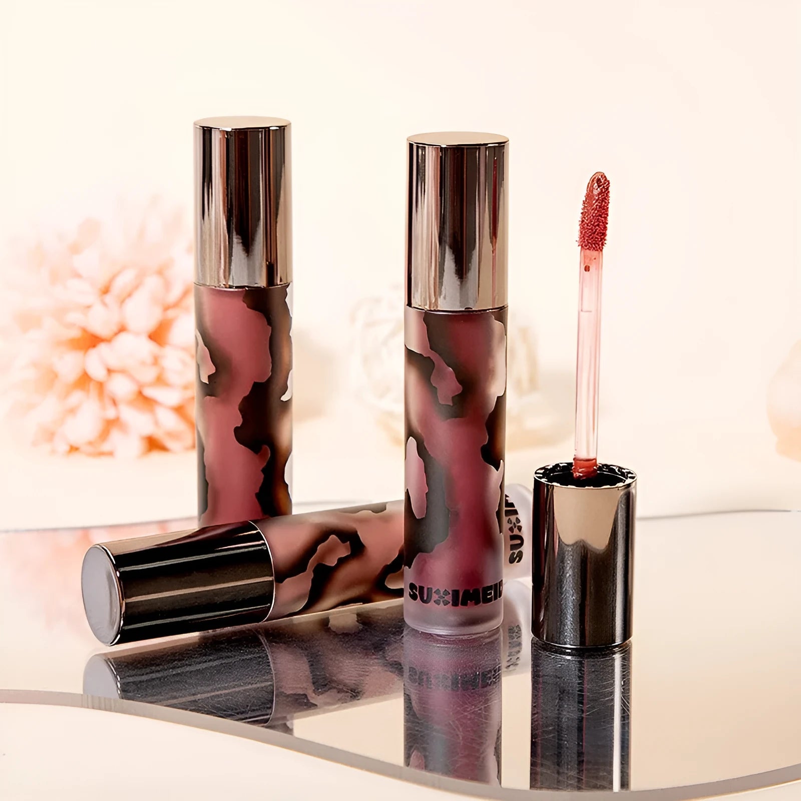 Lava Secret Matte Lip Mud Lipstick in non-transfer formula showing five shade options