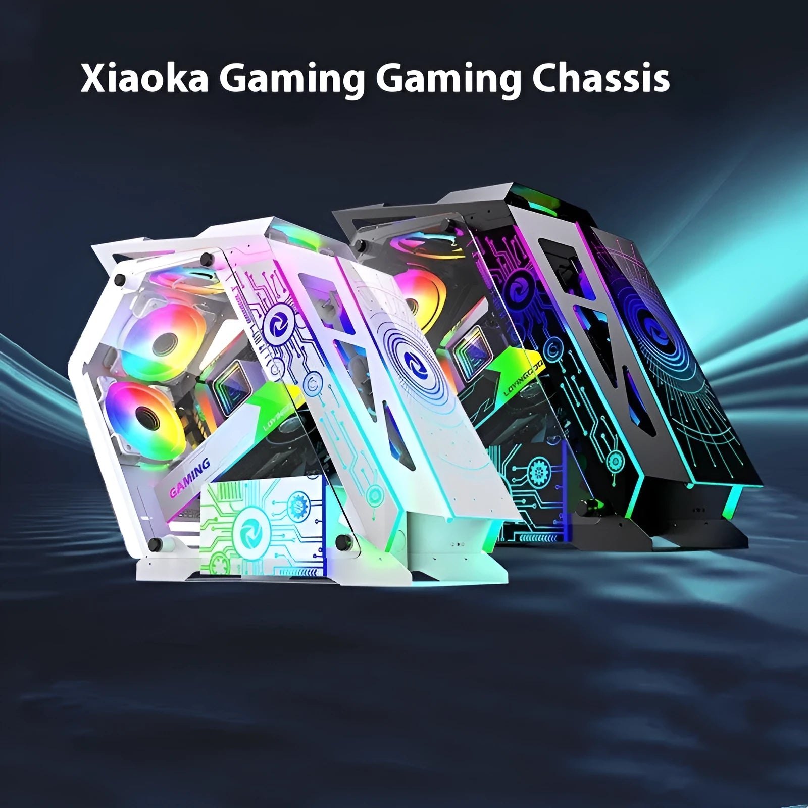 Table-type bare metal e-sports PC chassis with optional RGB fan lighting on SECC board construction