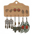 Bohemian earring set with alloy base, electroplated finish, tassel and beaded drop designs in heart shape