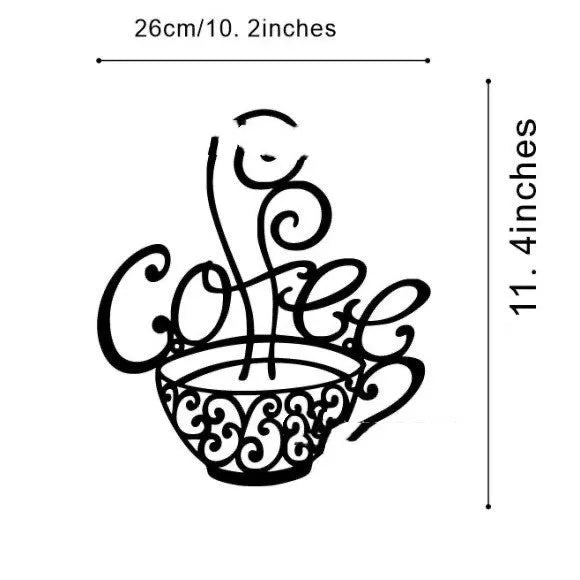 Black wrought iron wall decoration with an English alphabet silhouette design.