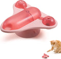 Blue interactive pet puzzle feeder with bell, catnip, and snack compartment on a suction cup base
