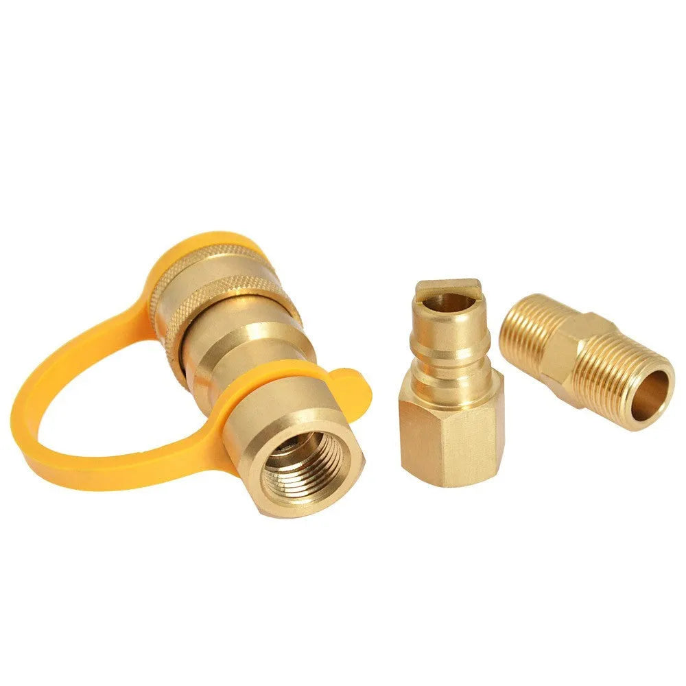 Brass gas propane conversion charging connector with 3/8-inch American standard thread in gold colour