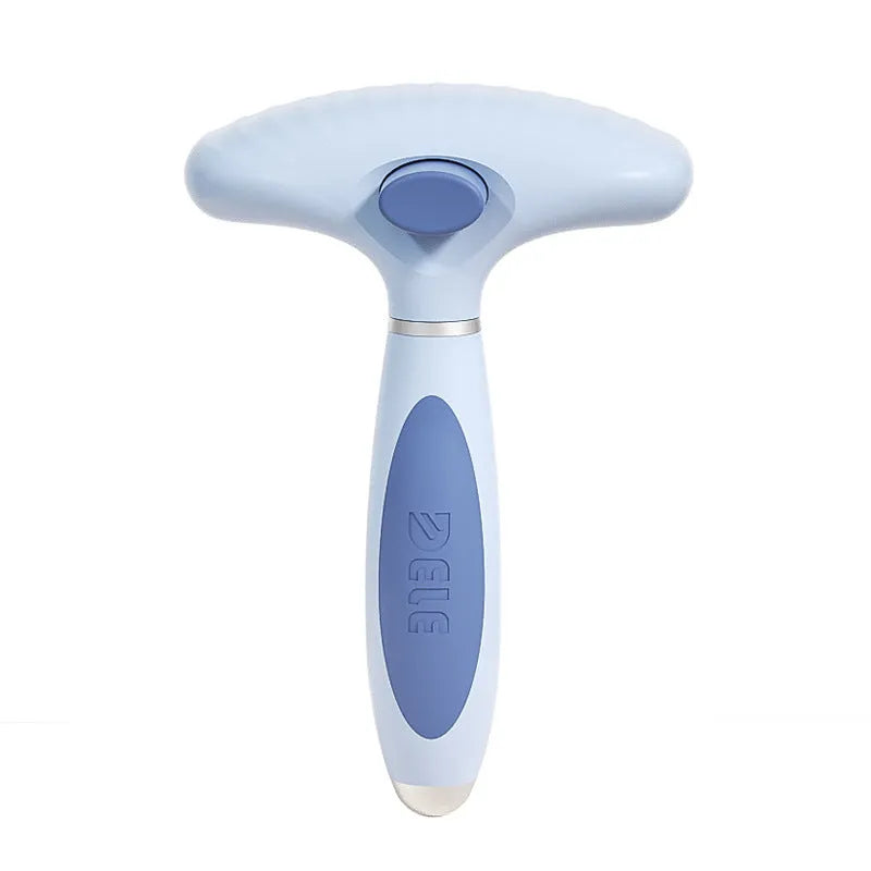 Stainless steel double row dog grooming comb in light blue and white colour options